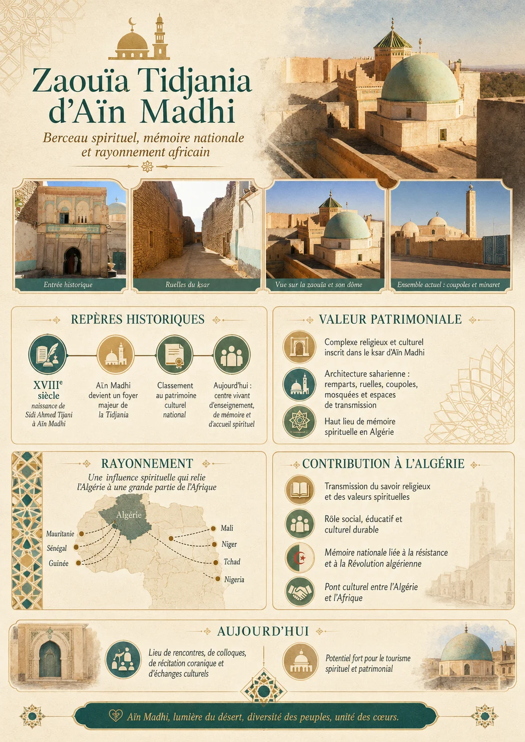 Infographie patrimoniale de la Zaouïa Tidjania d’Aïn Madhi